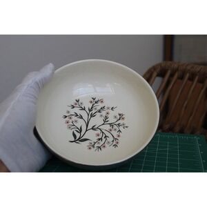 Homer Laughlin Cavalier Eggshell Floral Bowl Grey Silver Trim L 55 N 5 Vintage